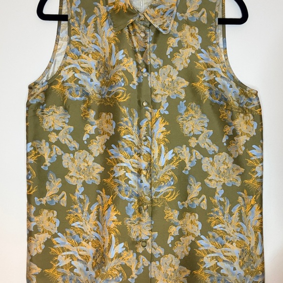 NWT Lafayette 148 Silk Blouse in Chive Multi color $698 Retail!! - Picture 4 of 7